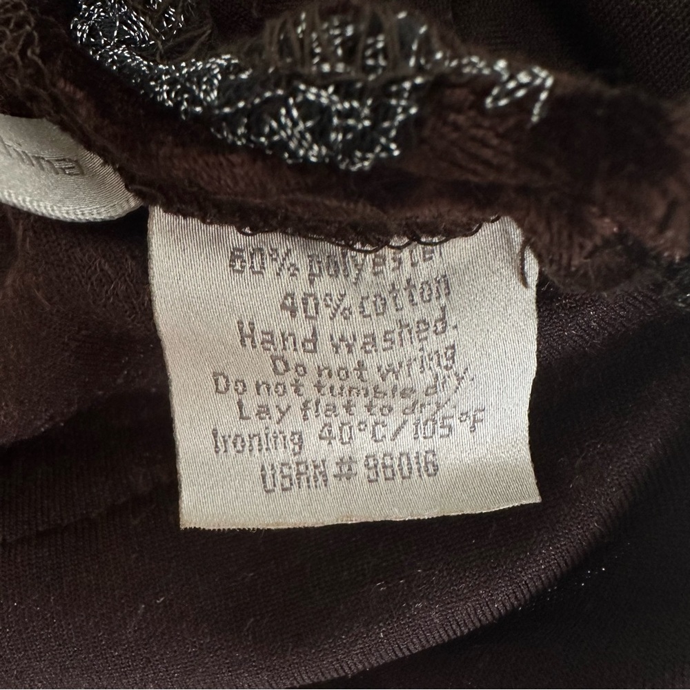 Brown Velvet Black Lace Embellished Beaded Fairycore Top Vintage Y2K - Picture 8 of 8